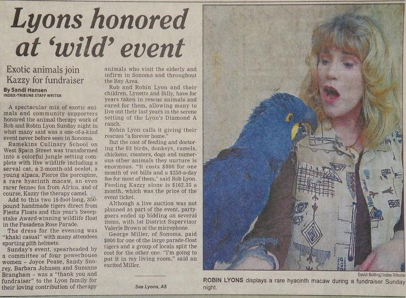 DSCF0826.JPG - A newspaper article honors the animal therapy work of the Lyon Ranch